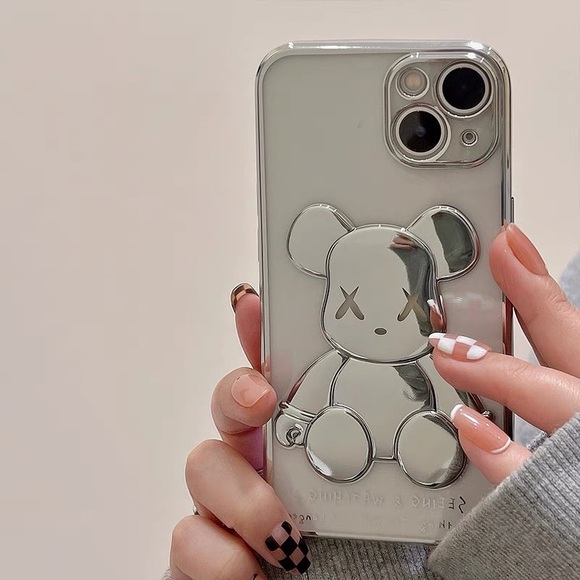 Electroplate Silver Violent Bear in White Background iPhone Case - Picture 9 of 11